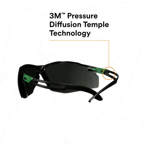 Top Tier Sport Safety Glasses Featuring Ir Five Gray Optics And Recessed Temple Ribs For Knockout Comfort And Seamless Ppe Compatibility On Heavy Duty Work Sites, showcasing 3M Pressure Diffusion Temple Technology.