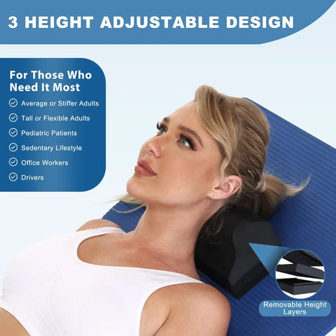 Neck Saver Stretcher Pillow For Pain Relief, Cervical Traction Device For Neck Spine Alignment, Neck And Shoulder Relaxer, Orthotic Cervical Pillow For Home Therapy And Posture Support, 3 height layers