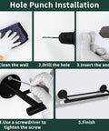 Installation steps for Matte Black 6 Piece Stainless Steel Bathroom Hardware Set With 16 Inch Wall Mount Hand Towel Bar