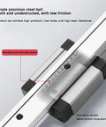 Close-up of MGN9 Linear Rail Kit 100mm Two Pack With Two MGN9H 9mm Carriage Blocks Black steel rail emphasizing precision motion