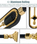 Slick Black And Gold Aluminum Balusters For Staircase And Deck Railings Tough As Nails Adjustable Spindles With Base Plates including detailed view.