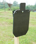 Beefy AR500 Steel Target Gong Silhouette for precision shooting in backyard, 1/2 inch thick metal target on wooden stand