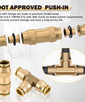 Brass DOT Air Line Fittings Kit 35 Piece Set For Air Brake System showing DOT-approved push-in connectors and tee unions