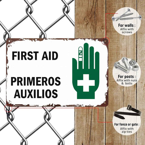 Rugged Aluminum First Aid Safety Sign 8 By 12 Inch for hospital clinic office school factory warehouse and laboratory wall decor