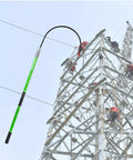Pro-Grade High Voltage Insulated Rescue Hook for electricians with fiberglass handle near power station tower