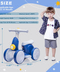 6V Electric Baby Balance Bike With Bubble Machine next to toddler showing size and dimensions for 12-36 month kids
