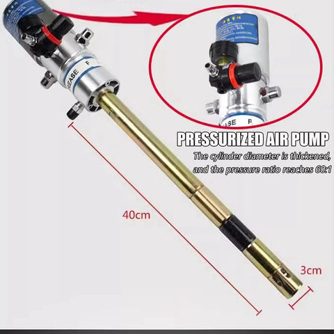 Close-up of Portable Air Grease Pump With 50 To 1 Pressure Ratio For 5 Gallon Buckets showing nozzle and measurements