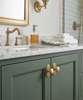 Champagne Bronze Cabinet Knobs With Orbit Rim Backplate Beaded Pull Modern Zinc Alloy Hardware For Drawers Dressers And Vanities Sleek Lux Kitchen Remodel Upgrade on green vanity.