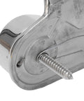 Close-up view of Marine Grade 316 Stainless Steel Cam Cleat, shows metal finish and screw, for 3 to 15mm ropes on sailboats, kayaks, canoes, dinghies.