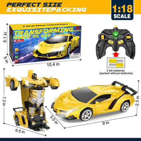 Transforming Remote Control Car For Kids With Two Point Four GHz, Fast Response RC Car With 50 Meter Range in robot and car form