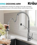 Bolden Commercial Style Pull Down Kitchen Faucet With Two Function Single Handle Chrome Finish High Arc Coil Spout in use