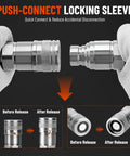 Racewill 1/2 in flat-face ISO 16028 hydraulic quick-connect couplers, front view, with dust cap