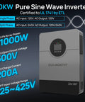 Rock Solid 10KW Off Grid Solar Kit With Split Phase Inverter 5310W PV Panels And 20Kwh Battery Bank, showing 10KW pure sine wave inverter details.