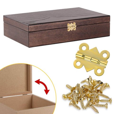 Stainless Steel Tiny Box Hinges 15 Piece Set With 60 Screws Vintage Gold Folding Cabinet Hinges for small boxes and cabinets.