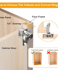 Diagram of 2 Pack 1/2 Inch Overlay Soft Close Cabinet Hinges With Clip On Plate for face frame cabinets