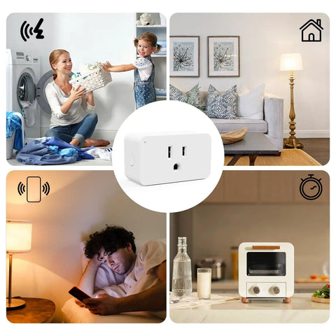 800 Series Z Wave Plug In Smart Outlet Switch With Built In Repeater For Extended Range Up To 1300 Feet, in various home settings