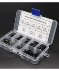Heavy Duty Steel Ring Spring Washers Three Wave Gasket Kit 550 Pcs With M3 M4 M5 M6 M8 M10 M12 M16 Sizes, black case