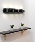 4 Light LED Matte Black Bathroom Vanity Bar Lights Dope Up And Down Rotatable Dimmable Wall Fixtures 27 Inch Over Mirror Lighting
