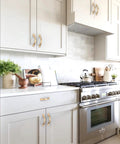 10 Pack Champagne Bronze Cabinet Pulls 3 Inch Solid Zinc Alloy Handles on White Kitchen Cabinets