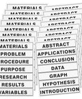 Totally Self Adhesive Science Fair Display Boards With Subtitles For Classroom And Office Presentations Eight Piece Set Easy To Install And Great For Decorating Projects And Attracting Attention, showing various title labels like materials, problem, procedure.
