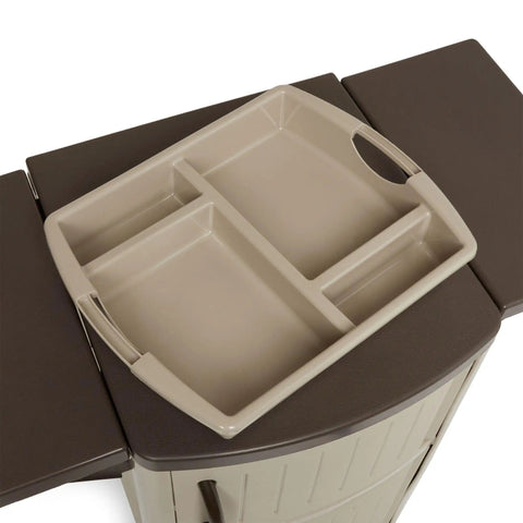 Outdoor Grilling Prep Station With Storage Portable Backyard Kitchen Counter Durable Resin Weather Resistant Top Cabinet