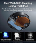 Flow 2 Robot Vacuum And Mop Combo With 31000 Pa Suction FlowWash Self Cleaning Mop AI Object Recognition Self Emptying And Refilling 212F Hot Water Mop Washing And Drying Tangle Free Design showing internal mop cleaning mechanism