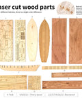 Laser cut wood parts for Wooden Ship Model Kit for Grownups One Ninety Six Scale Harvey 1847 Trading Ship with various materials