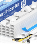 315 Inch Paintable Cord Hider Kit Cable Raceway For Wall Mount TV White with 20 Cord Covers and various fittings displayed