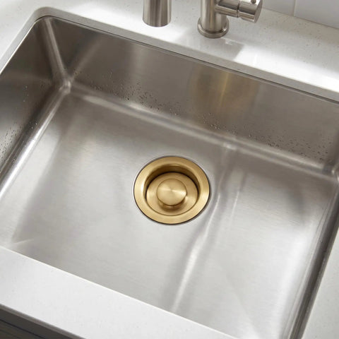 Golden Stainless Steel Garbage Disposal Flange And Sink Stopper For Three And One Half Inch Drain Hole Dope Frosted Gold Finish