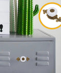 Retro Ceramic Cabinet Knobs With Back Plates installed on a gray cupboard, showing multicolor ceramic and vintage design.