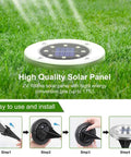 16 Pack Solar Ground Lights Waterproof Outdoor Landscape Pathway Lights With Upgraded Aluminum Build, installation steps shown
