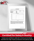 Certification document for OTG Safety Goggles Over Glasses With Anti Fog And Anti Scratch UV380 Lenses, ANSI Z87.1