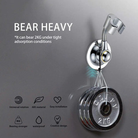 Shower Head Holder With Suction Cup, Adjustable Height, 360 Degree Rotating, Multi-Directional Bracket, Removable Wall Mount For Easy Tool-Free Setup And Temporary Use In The Shower