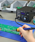 Person using 939D Plus Digital Soldering Station With 75W Power, Precision Heat Control From 392 To 896 Fahrenheit, Built In Transformer