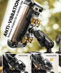 Motorcycle Phone Mount With Metal Extension Arm And Dual Vibration Dampeners for 4.7 to 6.7 Inch Phones on Bike Handlebar