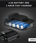 Two 2Ah lithium batteries and charger for Cordless Three Eighth Inch Ratchet Wrench Workhorse For Tough Jobs, 44.25 Foot Pounds Torque, 380 RPM