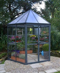 Hexagon Walk In Greenhouse Kit With Aluminum Frame And Heavy Duty Polycarbonate Panels in backyard garden setting