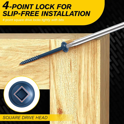 Eight By Two And A Half Inch Pocket Hole Screws, 150 Pieces, Carbon Steel, Internal Square Drive, Button Head, Blue Coated Finish