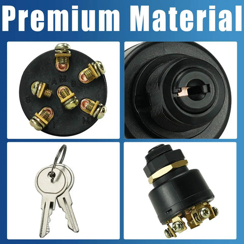 Boat Ignition Switch With Keys For Three Position Magneto Push To Choke No Fuss Install Replacement Panel Mount Fits MP41000 MP52000 87 88107 87 88107A5 Premium Quality Durable Quick Swap For Boats, showing keys and terminals