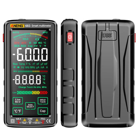 All In One Digital Multimeter With NCV Tester 6000 Counts Large VA Reverse Display Data Hold Handy Ammeter Rechargeable