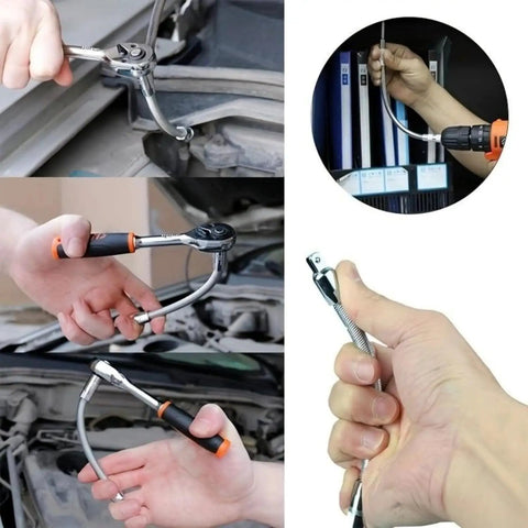 Flexible Extension Rod Set For Electric Wrenches And Drills Bendable Shaft Sleeve Multi Fit 1/4 3/8 1/2 Inch Socket in use