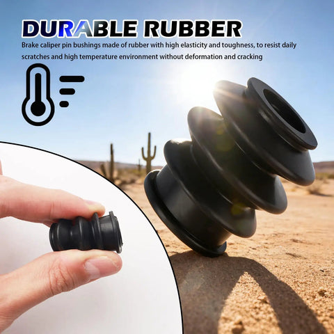4PCS Rubber Brake Caliper Slide Pin Bushing Kit for Caliper Pins and Boots in desert setting showing durable rubber