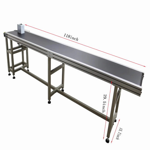Super Tough Electric Pvc Flat Conveyor Belt System For Packing And Shipping With 118 Inch Long By 15.7 Inch Wide Belt On Rock Solid Iron