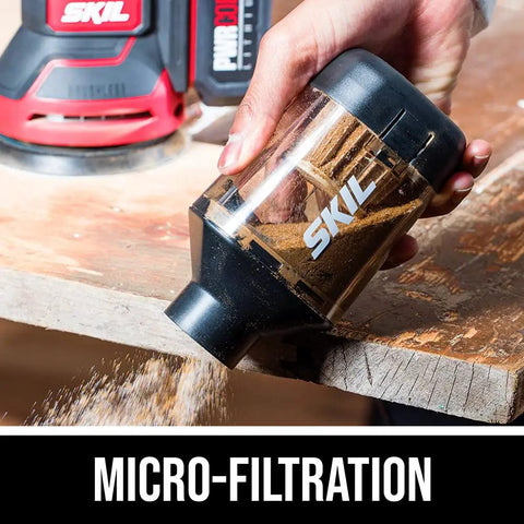 PWRCore 20 Brushless 20V 5-Inch Random Orbital Sander With 2.0Ah Battery And PWRJump Charger, micro-filtration feature
