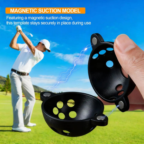Magnetic Golf Ball Marking Template For Rapsodo RPT MLM2PRO Launch Monitor Black Pro Grade Precision in golfer's hand