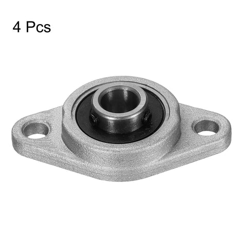 4 pcs uxcell KFL08 pillow block bearing, 8mm bore, zinc alloy flange-mount housing (angled view)