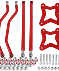High Clearance Rear Radius Arms For 2014 And Up RZR XP 1000 And XP 4 1000 Beefed Up Heavy Duty Steel A Arms With Carbon Steel Bushings And Adjustable Heim Joints For Tough Trails Rock Crawling And Off Road Performance red steel arms with bushings and hardware