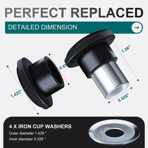Handlebar Riser Damper Kit for Harley Touring And Softail 1983 Up Road King Street Glide Electra Glide Road Glide FLHR FLHX FLHT FLTR 2018 Up Models For Smoother Rides Replaces 56298-03A, polyurethane dampers with iron sleeves, detailed dimensions and 4 iron cup washers