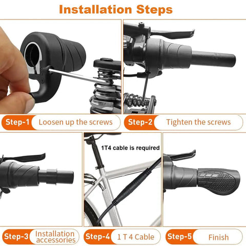 Half Twist Ebike Throttle Grip With Waterproof 3 Pin Plug FT76X For 12V To 72V Motors Built Tough For MTB Conversions Non Slip Rubber Grip With Shock Absorption And Quick Response For E Scooter
