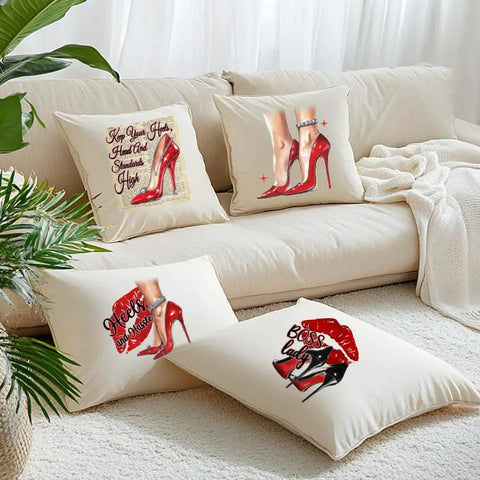4 Pack High Heels Iron On Transfer Patches Red Lips Colorful Heat Transfer Stickers for Tees Hoodies Jackets DIY Clothing on pillows